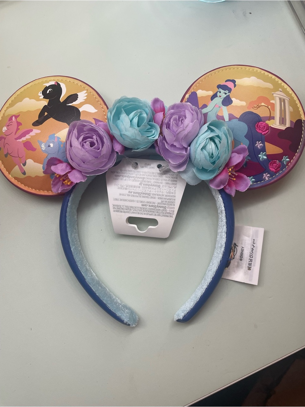 Disney Floral Character Ear Headband - Blue & Purple